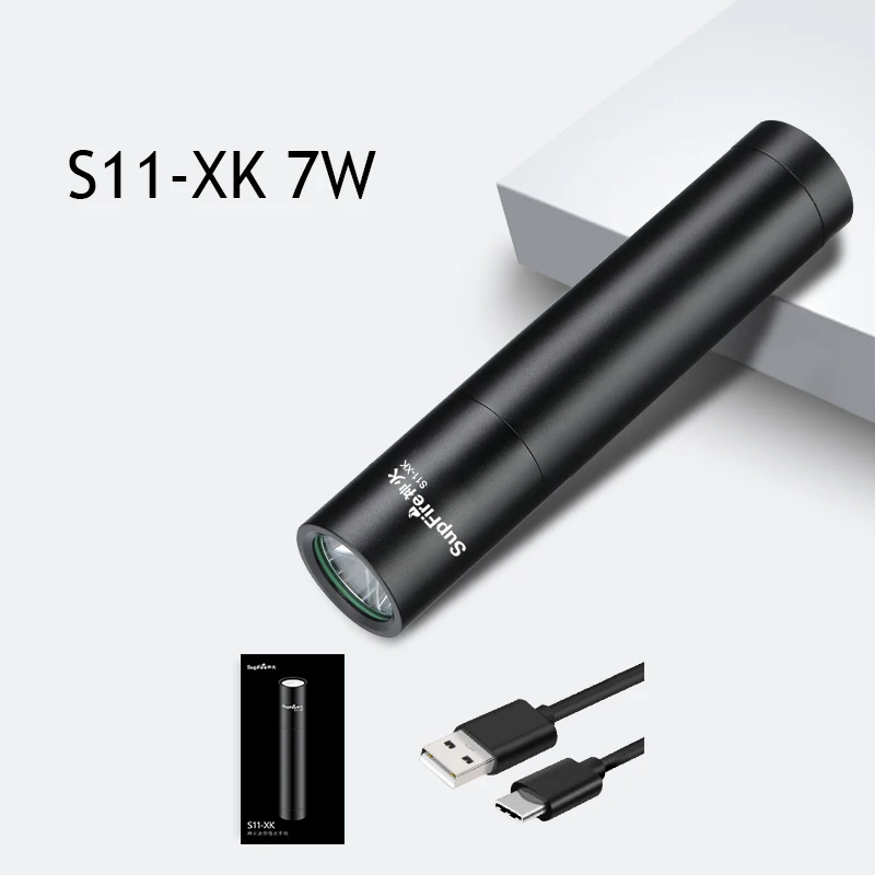 Supfire флэш-светильник светодиодный мини-ручка светильник Lanterna S11 USB Linterna светодиодный флэш-светильник фонарь для Sofirn Convoy S2 Nicron Fenix Nitecore - Испускаемый цвет: S11-XK
