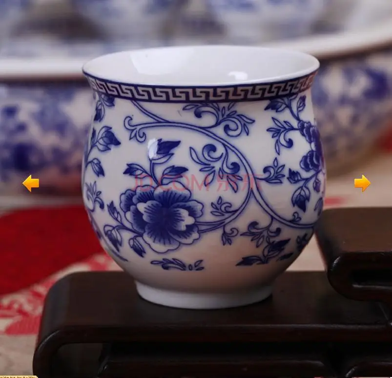 Грязевая песня Цзиндэчжэнь сине белая кость фарфоровый чайный набор 7 головок|tea