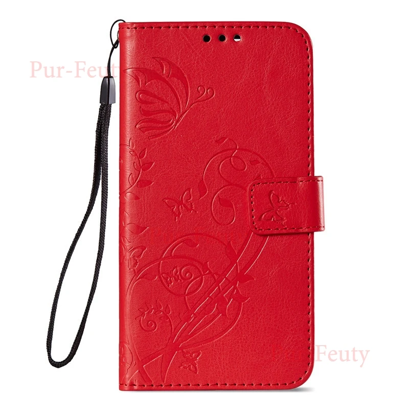 Чехлы для huawei P Smart рис LX1 LA1 Роскошная тисненная кожа Чехол подставка для PSmart FIG-LX1 FIG-LA1 книга Стиль крышка сотового телефона - Цвет: red