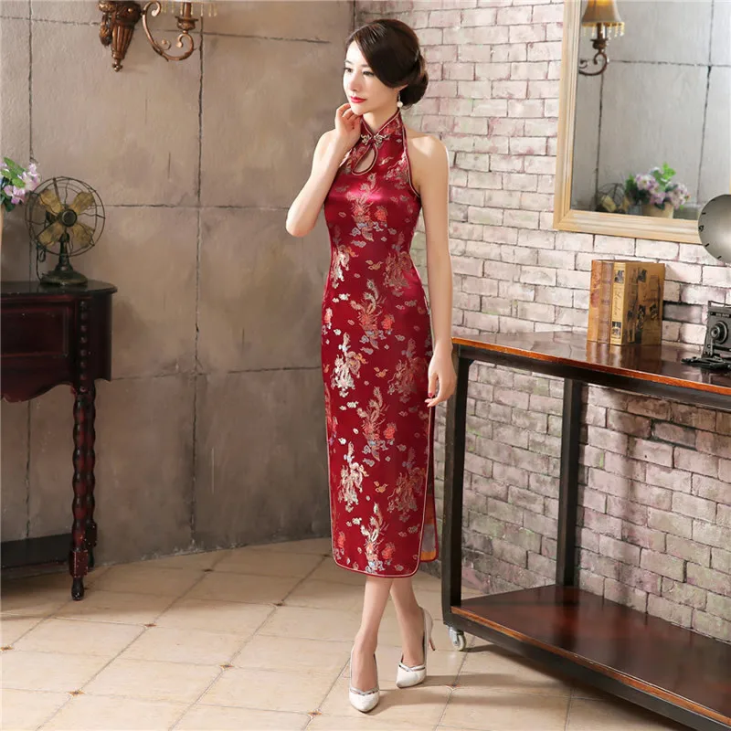 

2020 Fashion Red Cheongsam Long Wedding Qipao Sexy Chinese Traditional Dress Oriental Style Evening Dresses China Clothing Store