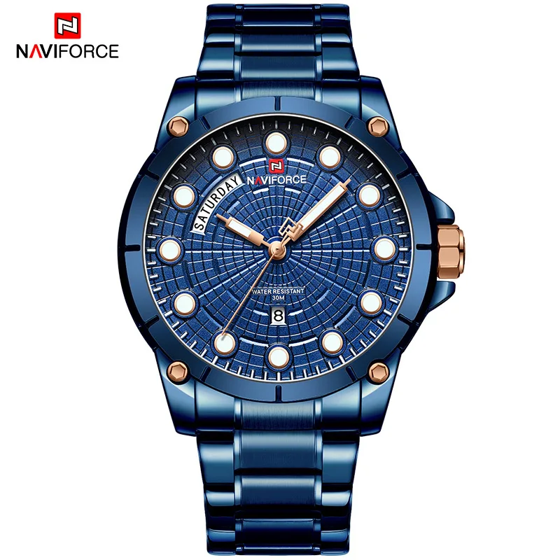 BEBE Новинка NAVIFORCE мужские креативные бизнес часы мужские спортивные военные водонепроницаемые кварцевые наручные часы Мужские часы Relogio Masculino - Цвет: BEBE