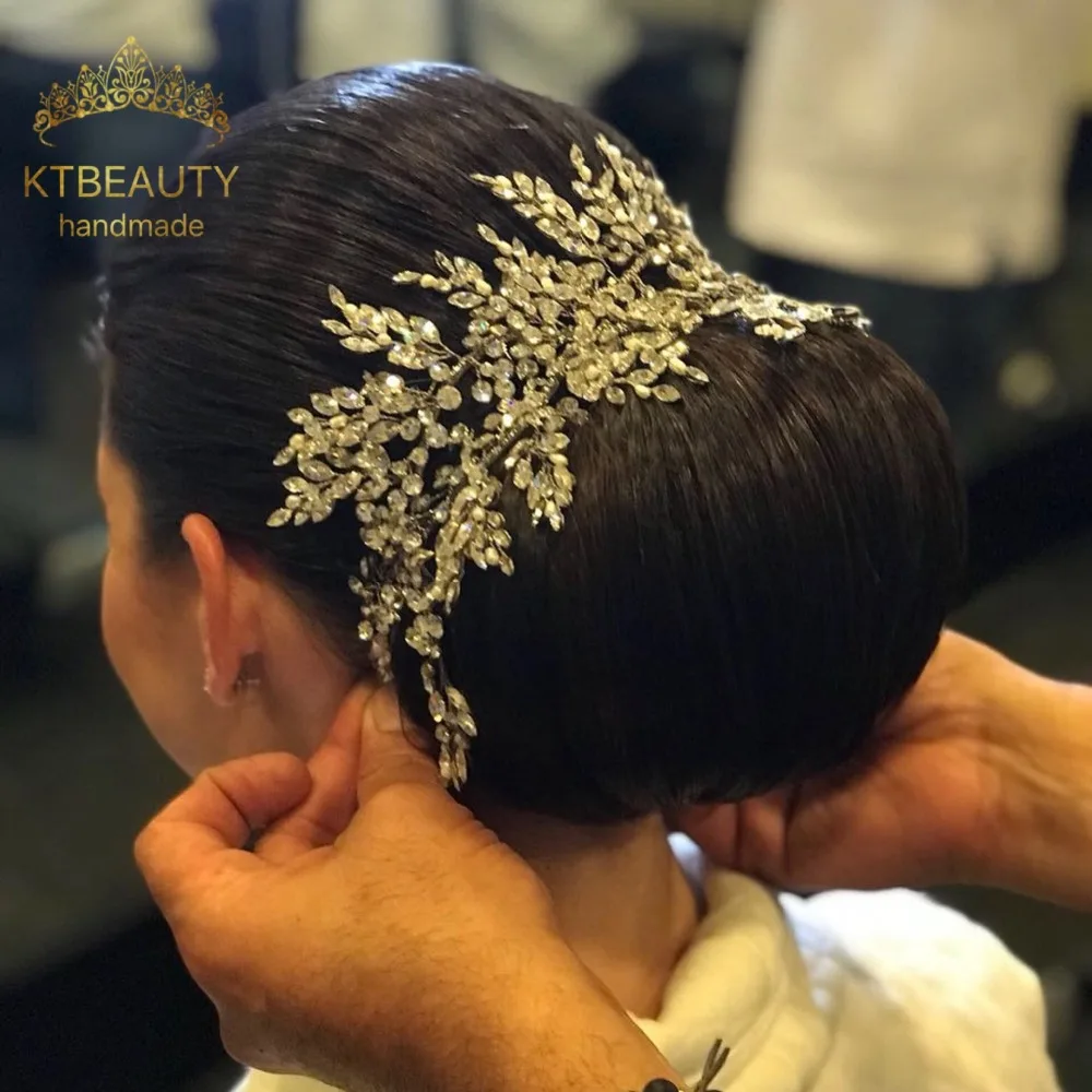 

New Rhinestone Silver/Gold Custom Made Big Tiara Handmade Hairband Royal Bridal Wedding Dressing Crown Accessory Women Jewelry