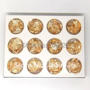 

Golden Nail art Foil Flakes leaf Set for False
