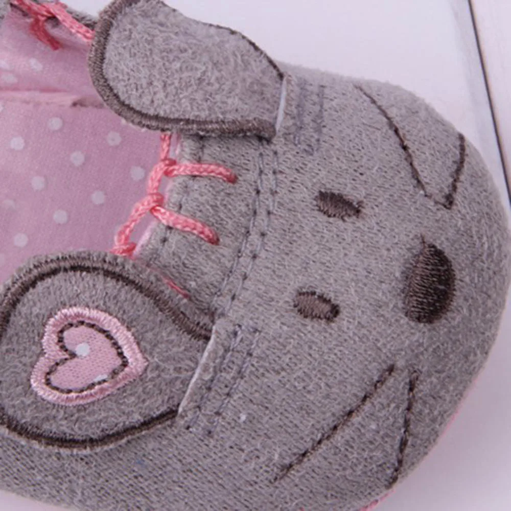 Милые Первые ходунки для маленьких девочек хлопковая серая мультяшная мышь с