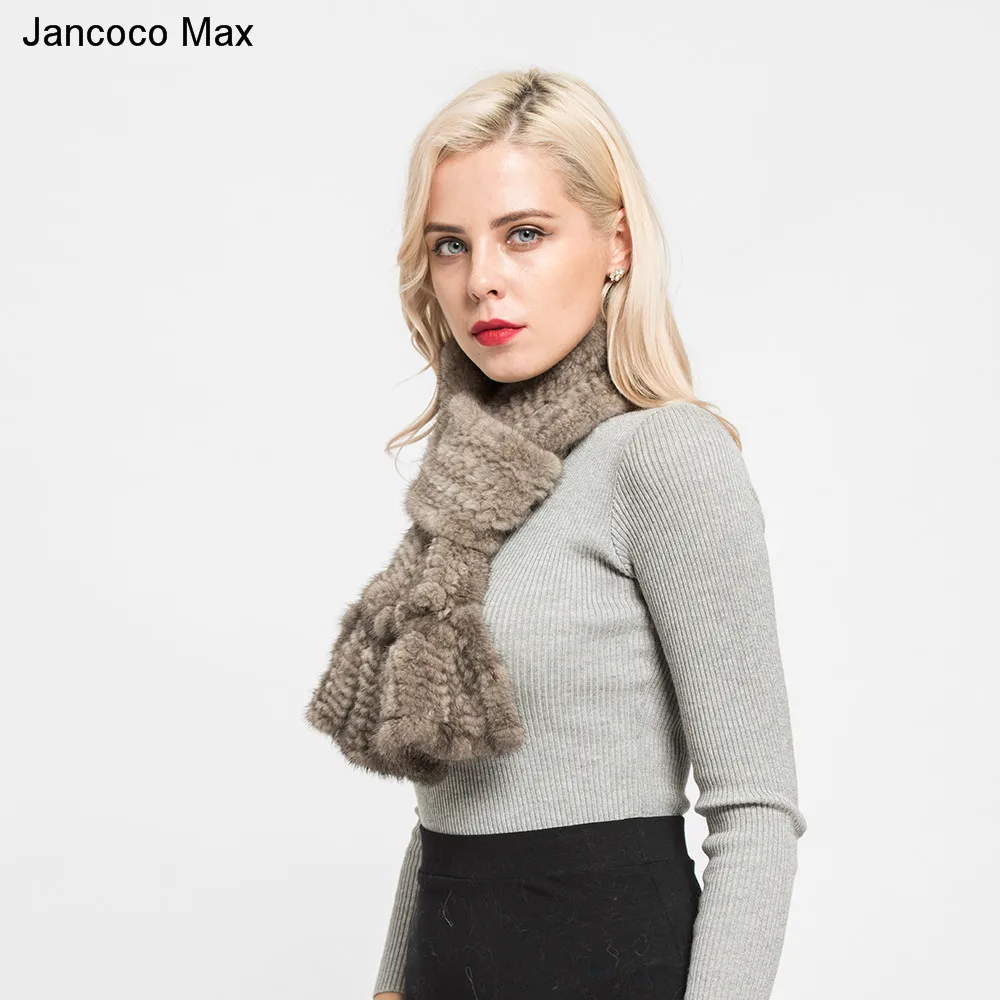 Jancoco Max натуральный вязаный норковый мех шарф Женская мода Высокое качество меховая Шаль Зима теплая Новинка S7126