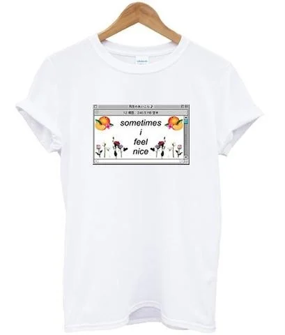 sunfiz YF Sometimes I Feel Nice Windows Flowers Print Tumblr Fashion Grunge Aesthetic T-Shirt Indie Cool Hipsters | Женская одежда