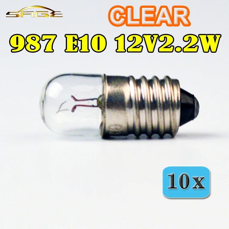 Flytop 10 шт. E10 12V2.2W лампа из прозрачного стекла C2V накаливания миниатюрная