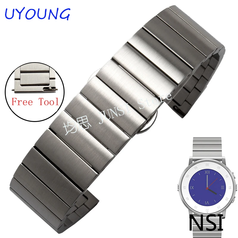 Часы наручные Pebble Time Round мужские браслет из нержавеющей стали для повседневного