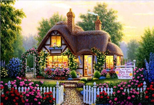 5D вполне просверленных DIY Алмаз Картина мозаика ручной работы пейзажи хижина