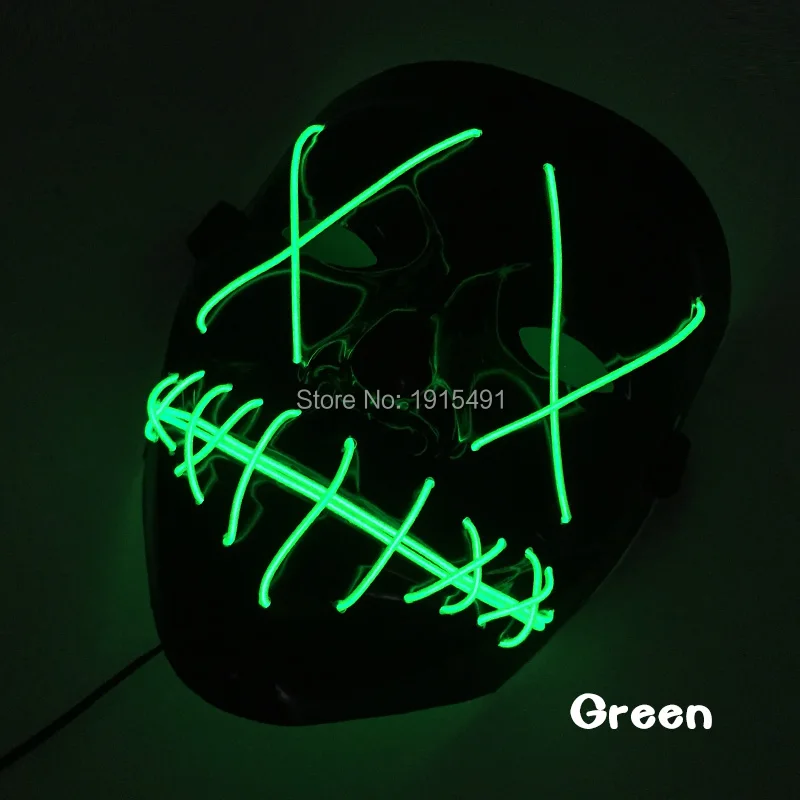 Праздничная неоновая светодиодная маска для фильма гримаса с черепом и декором