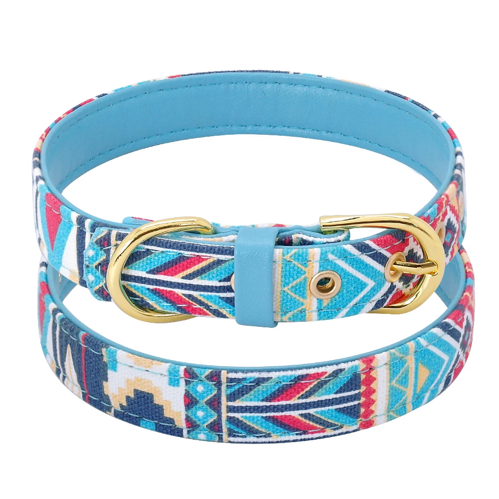 Light Blue Ошейник из искусственной кожи для собак, ошейники для щенков собак, регулируемый ошейник для средних и больших собак - Цвет: Light Blue