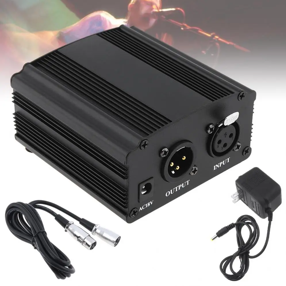 USB 48В 1 канальный фантомный источник питания с одним XLR аудио кабелем для