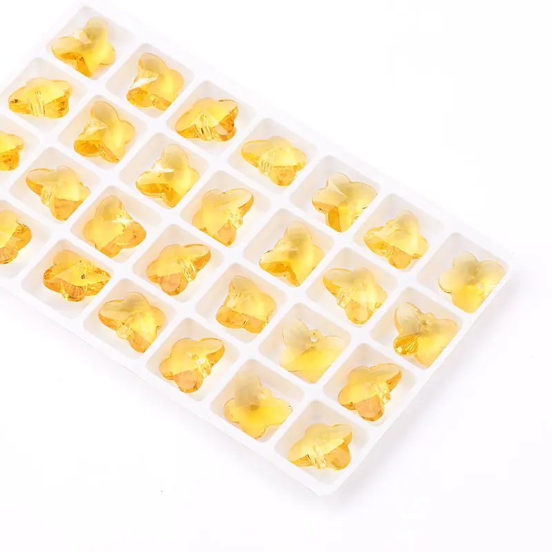 gold yellow 14 мм 28 шт./упак. хрустальный в форме бабочки бусины Австрия стеклянные подвески бабочки бисер кулон Стразы gens для серьги решений - Цвет: gold yellow