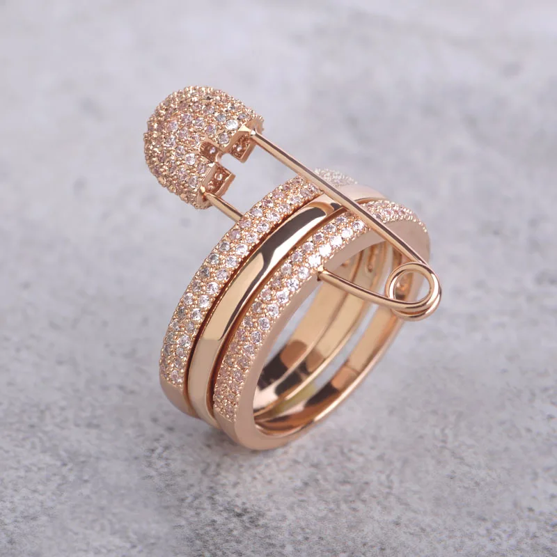 Готический Панк Циркон Медь Палец Три Кольца С Пин Код Для женщины Широкий Aros