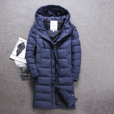 dark blue Европейский бренд Snowimage-40 градусов теплый зимний пуховик Мужские толстовки 120 см длинная толстая ветровка пальто размер 46-54 705A - Цвет: dark blue