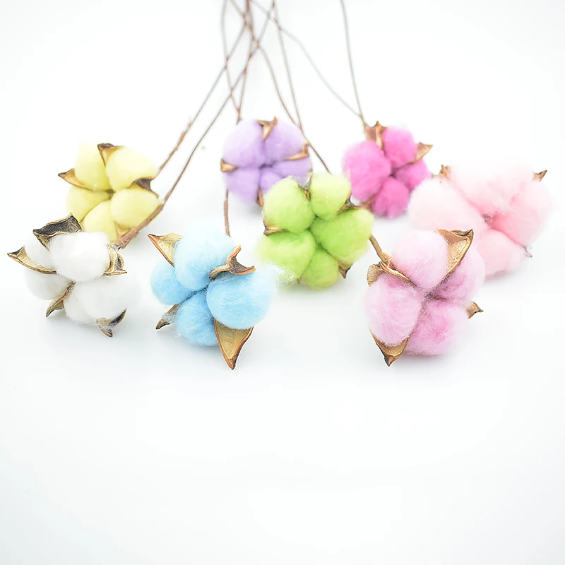 8 цветов из натурального хлопка с цветочным принтом и стержень Искусственные