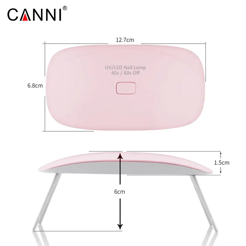 Pink CANNI мини 6 Вт УФ светодиодный светильник для дизайна ногтей Сушилка для ногтей Портативный USB кабель для использования Гель-лак для ногтей сушилка мини USB гель для ногтей светодиодный светильник - Цвет: Pink