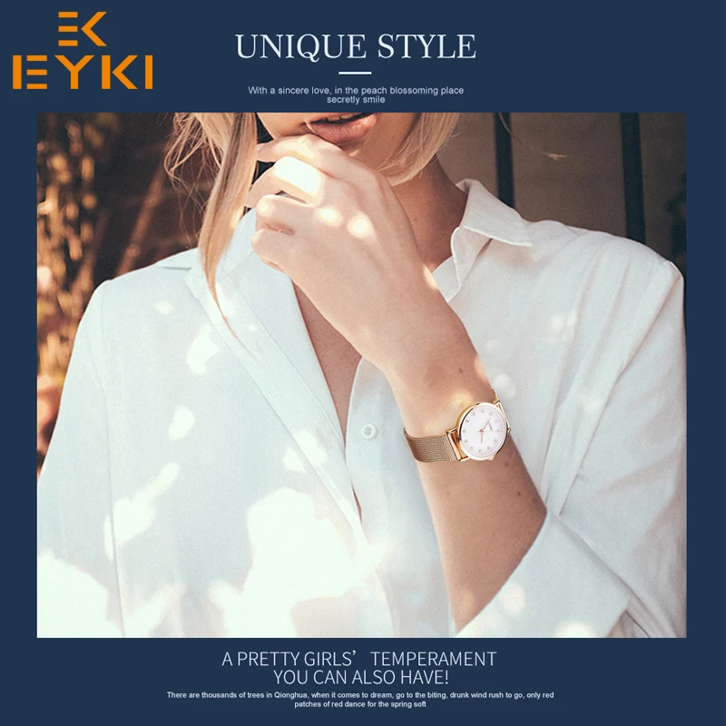 EYKI Топ бренд женские часы водонепроницаемые для девушек браслет из нержавеющей