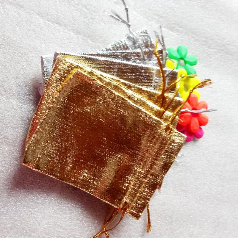 500 шт. золотистые/Серебристые сумки из органзы|display bag|organza fabric bagsfabric pouch bags |