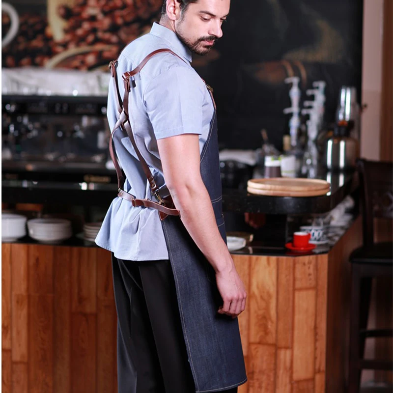 CHECKEDOUT ресторан отель униформа Джинсовая кожа нагрудник фартук | Тематическая