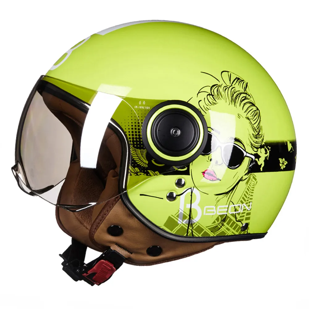 BEON moto rcycle шлем для скутера 3/4 с открытым лицом винтажный женщин Casque Casco cicleta Capacete