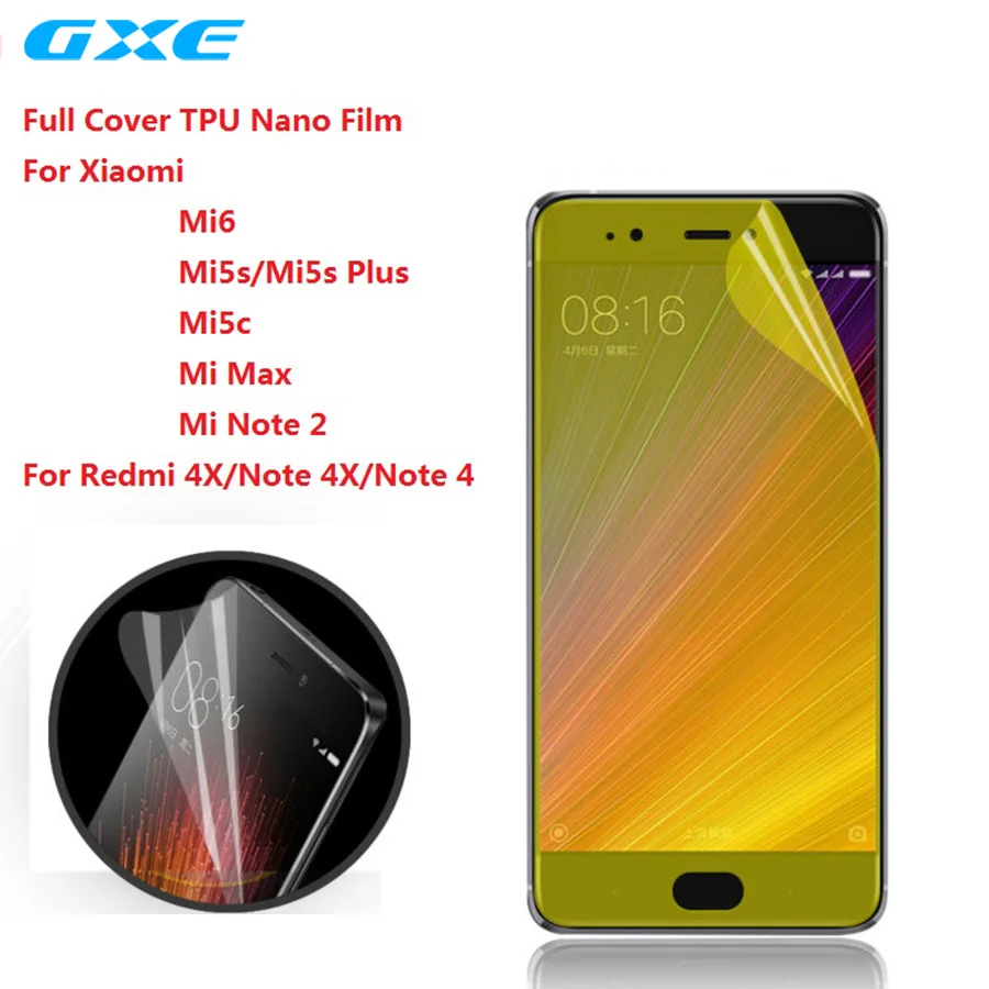 GXE TPU мягкая пленка 3D полное покрытие Защитная для экрана Xiaomi Mi 6 5c 5x 5S Plus Max 2 Note 3 Redmi