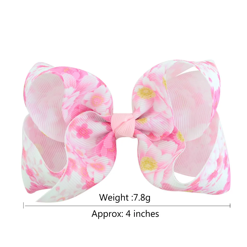 Ruoshui 4 ''/8" Детские бантики для волос напечатанные заколки ПУ блестящие заколки для волос Цветочные Шпильки волос ручной работы девушки Бохо аксессуары для волос
