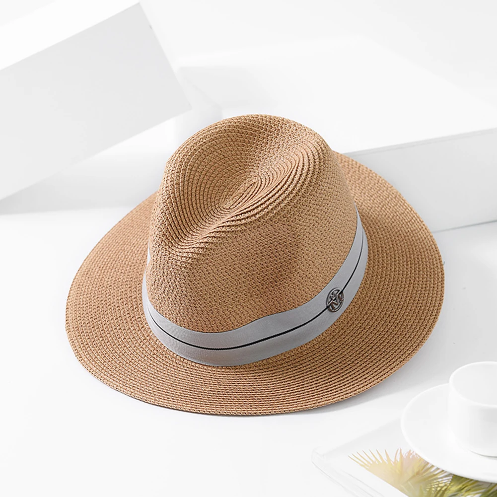 Adjustable Sun Protection Fashion Simple All-Match Outdoor Women Hats Casual Panama Straw Flat Brim Beach Jazz Cap Summer | Аксессуары