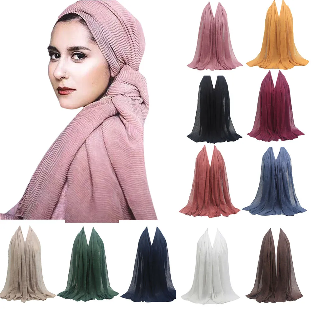 New Viscose Cotton scarf Hijabs hot design Winter Warm Wave Wrinkled Muslim wrap hijab scarf/scarves 20 colors | Аксессуары для