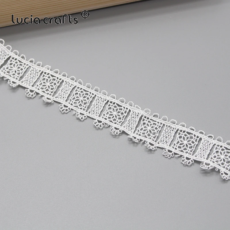 Lucia crafts 2y/lot много вариантов Белый цветок Вышивка Кружева Лента Ткань для шитья DIY материалы ручной работы аксессуары N0601