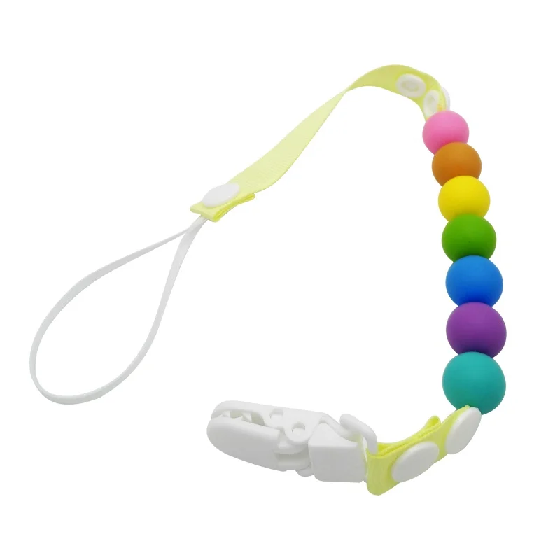 Newborn Baby Silicone Teething Pacifier Clips With Safe ABS Beads Chain Holder For Nipples Chew Toys High Quality | Мать и ребенок