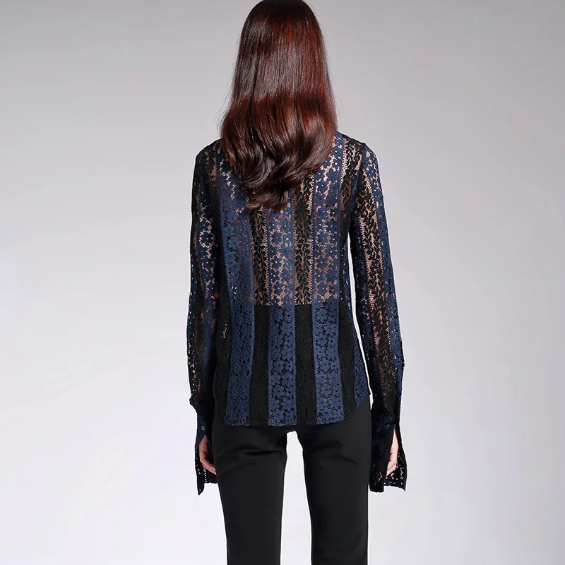 Покевай осенние винтажные Ажурные кружевные рубашки женские топы