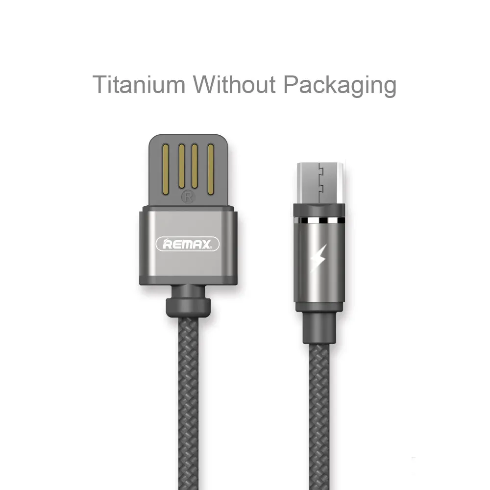 Remax микро-Магнитный зарядный кабель usb с светодиодный светильник для samsung Galaxy S10 S9 S8 S7 S6 Plus Note 7, 8, 9, A7 A50 A30 A8 - Цвет: Titanium - without