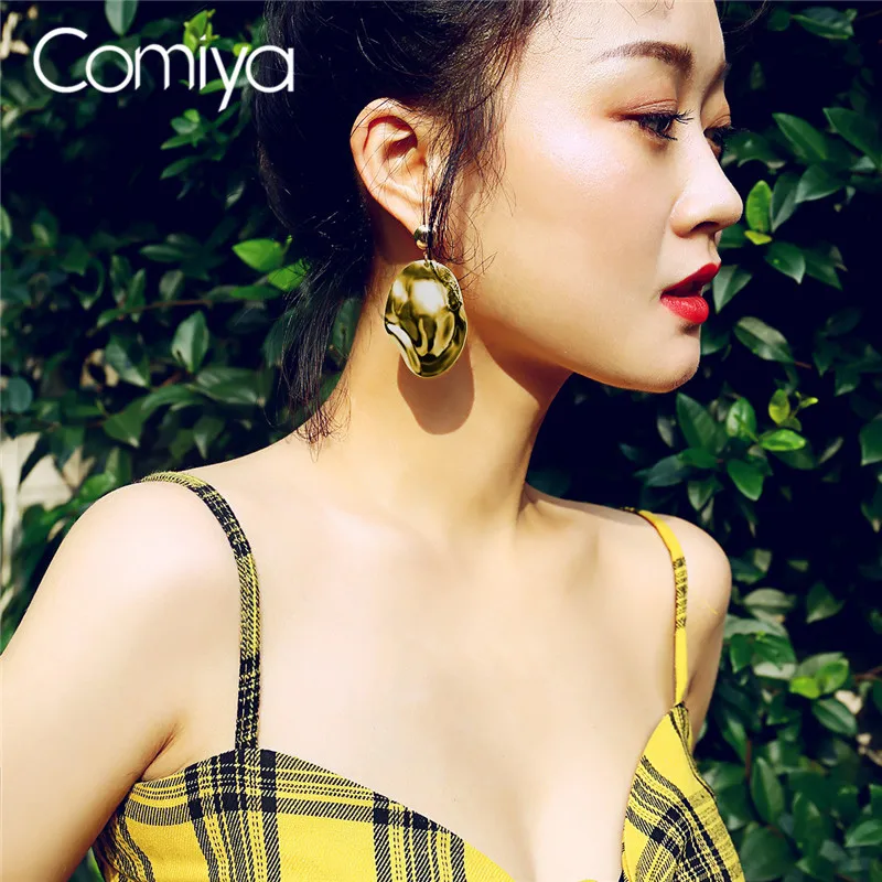 Comiya серьги Aliexpress для женщин Boho Золотой цветной цинк сплав вечерние ювелирные изделия Уникальные Большие висячие серьги Pendientes