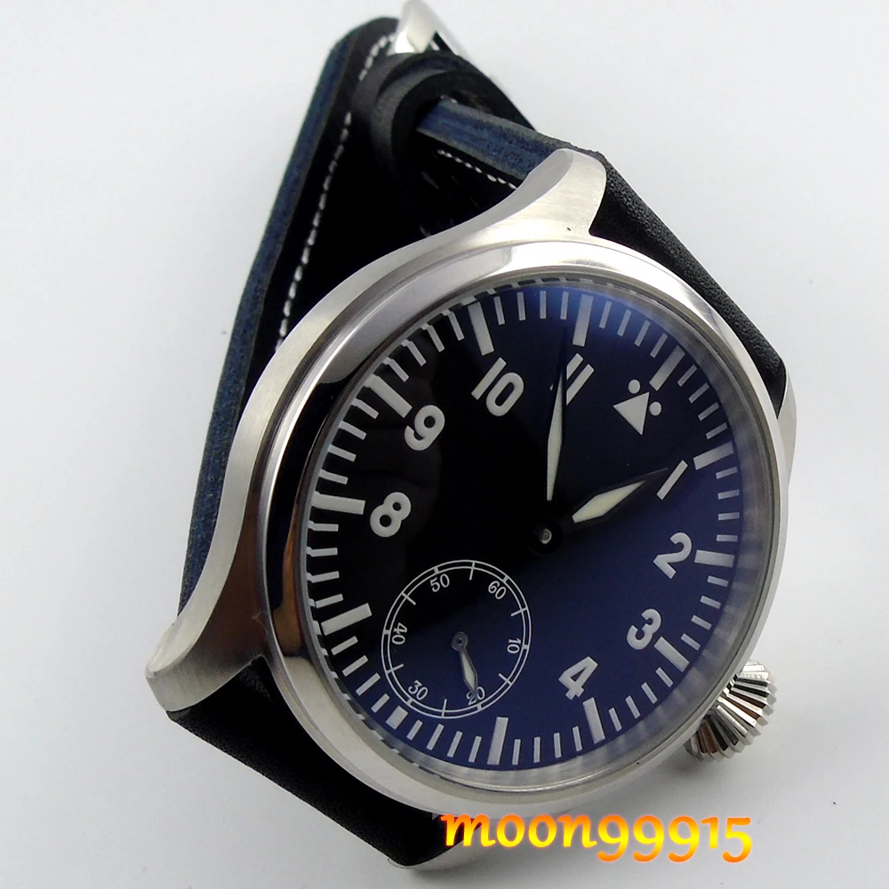 Мужские часы с черным циферблатом parnis 47 мм синим светом 6498|watch men|watch men watchwatch watch |