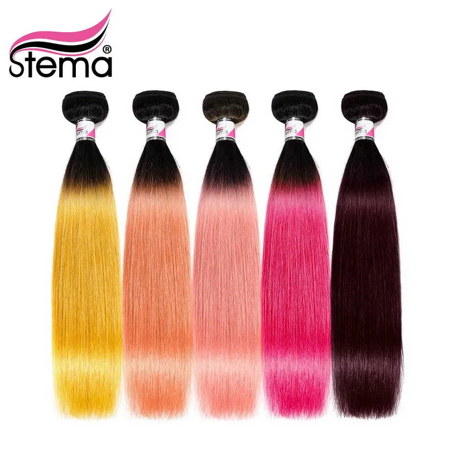 Stema цвет волос комплект Бразильский прямые волосы Weave черный корень Ombre