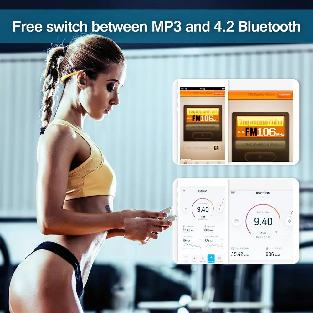 Tayogo IPX8 100% водонепроницаемый MP3 подводный Спорт Плавание музыкальный плеер Bluetooth