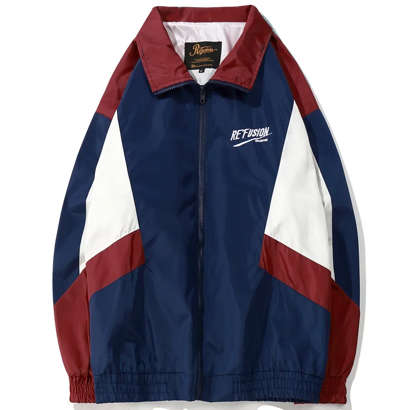 VEGORRS autumn men's jacket Harajuku Contrast color collar jaqueta masculina INS lover's coat hip hop Men's windbreakers | Мужская