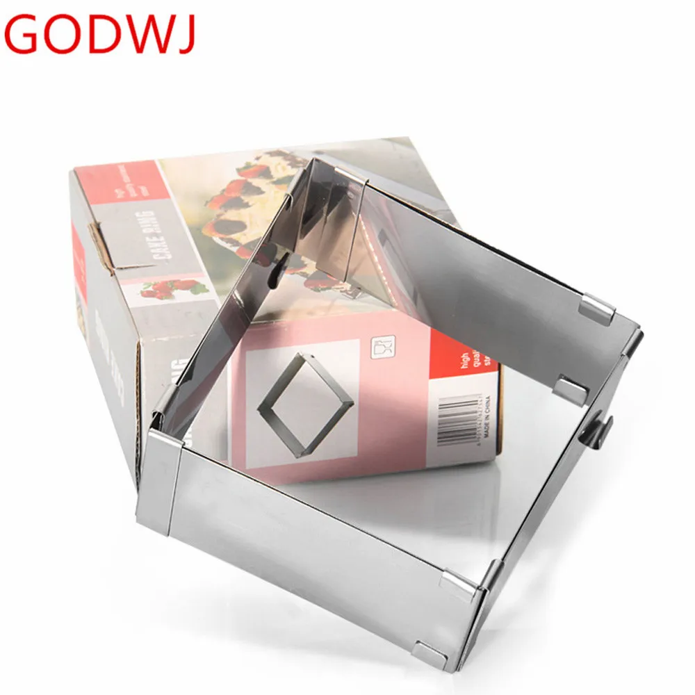 

GODWJ квадратная Прямоугольная форма для выпечки торта из нержавеющей стали высокого качества 10-18 см регулируемые телескопические муссовые к...