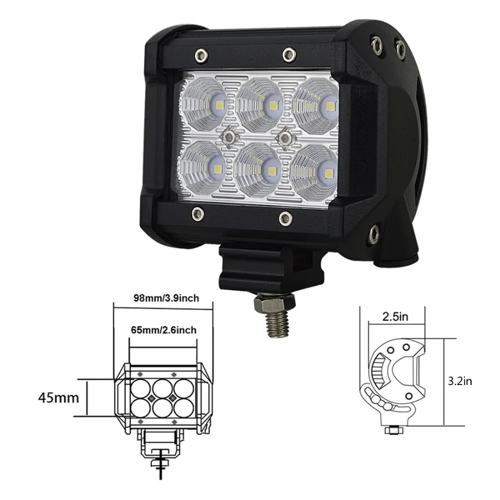 2pcs Car Led Light Bar 18W Work Fog Lamp LED 4&quotINCH Motorcycle Tractor Boat Off Road 4WD 4x4 Truck SUV ATV 12V 24V | Автомобили и