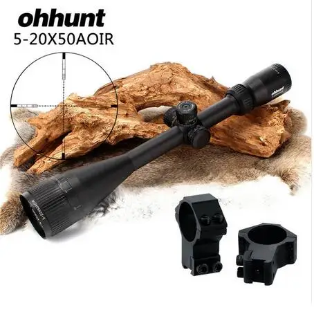 with Dovetail Rings Ohhunt 5-20X50 AOIR половина Mil точка R/G/B подсветкой башенки сброса блокировки Полный Размеры прицел охота область - Цвет: with Dovetail Rings