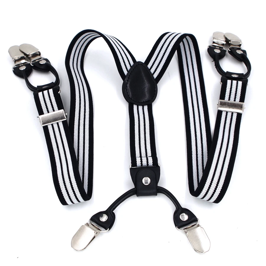 Детские кожаные подтяжки с 6 клипсами эластичные регулируемые для мальчиков 2 5*80