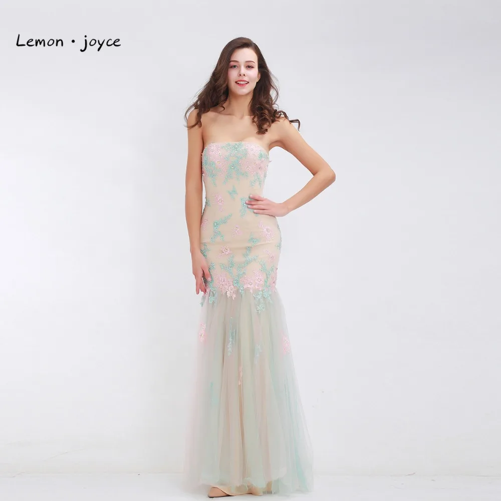 Выпускные платья Длинные для девочек в цветочек 2019 аппликации с камнем без