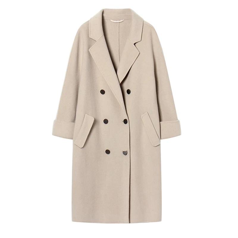 Fitaylor шерстяные тренчи для женщин осень зима толстые свободные двубортный