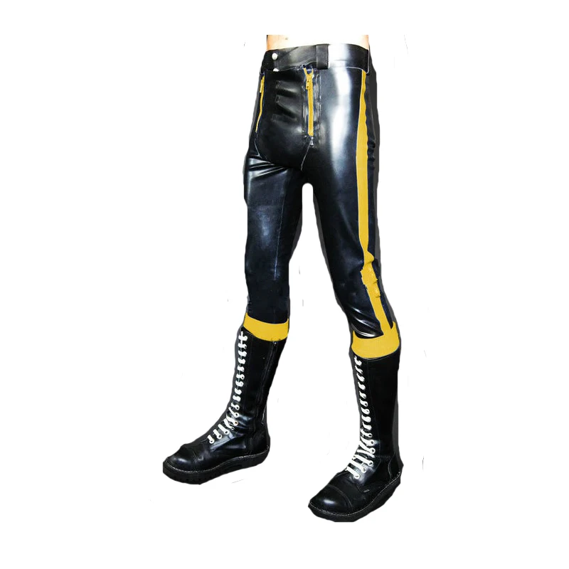 Латексные брюки резиновые мужские модные черные красивые размер XXS XXL|Брюки| |