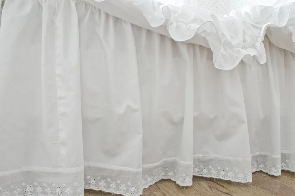 Корейское хлопковое постельное белье принцессы с белыми оборками кружевной