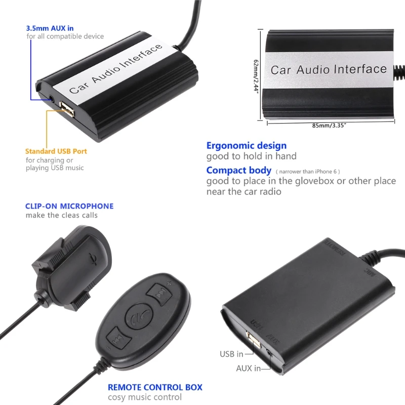 OOTDTY 1 комплект громкой связи автомобиля Bluetooth наборы MP3 AUX адаптер Интерфейс для Audi
