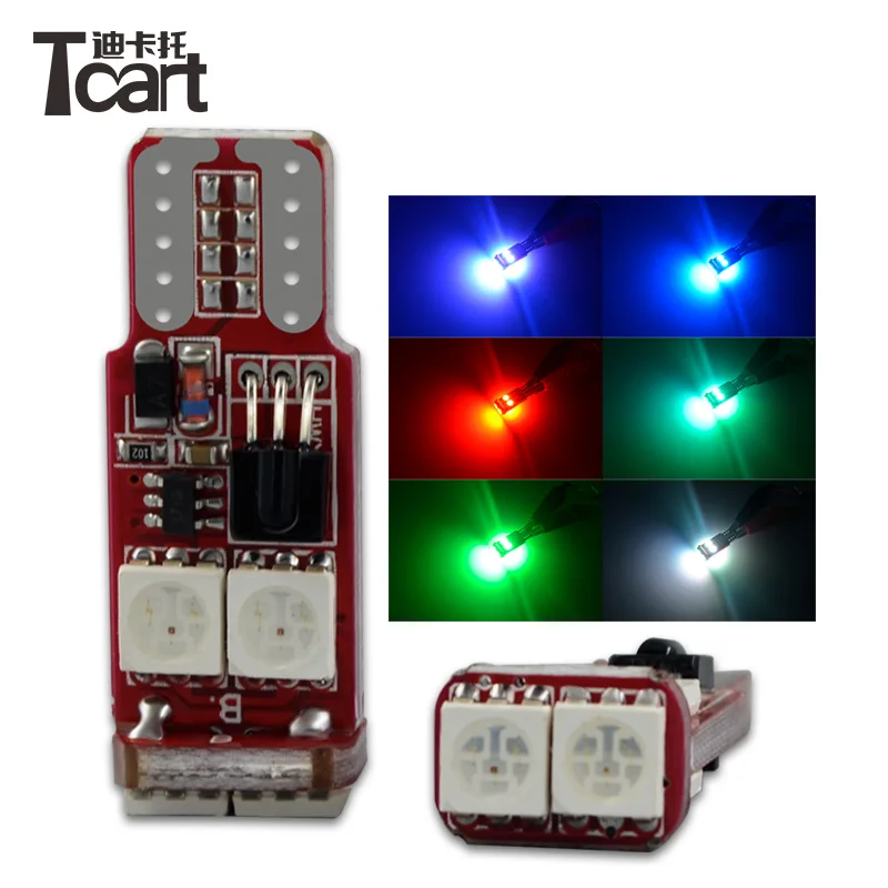 Универсальная Светодиодная лампа Tcart T10 194 W5W RGB для внутреннего освесветильник с