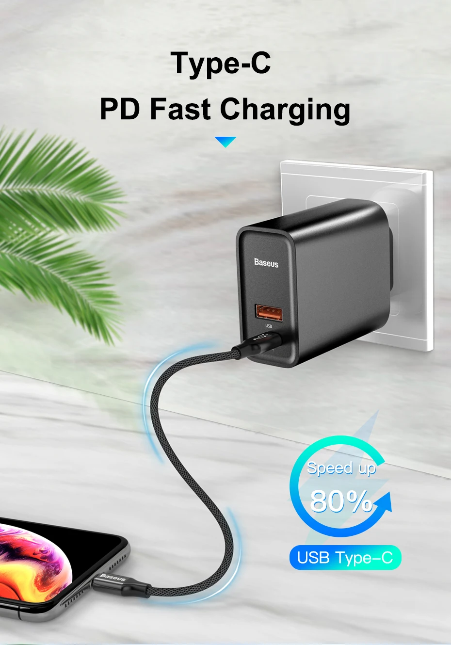 Зарядное устройство Baseus Quick Charge 4,0 3,0 USB для Redmi Note 7 Pro 30W PD Supercharge быстрое зарядное устройство для телефона для huawei P30 iPhone 11 Pro
