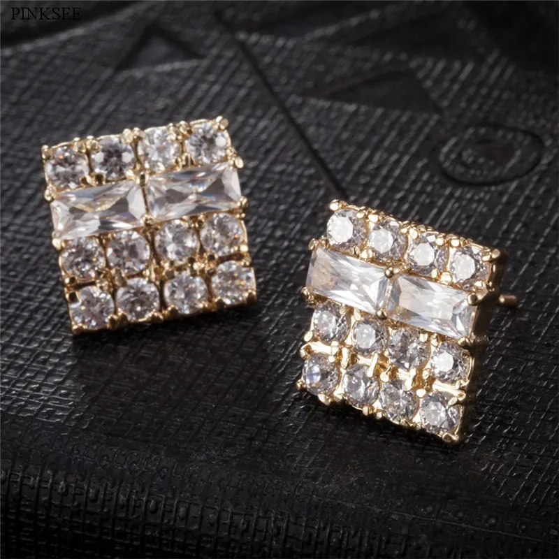Роскошные двухслойные Кристальные квадратные серьги гвоздики для женщин и